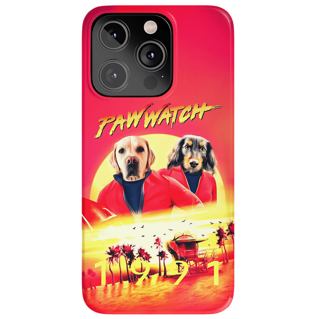 Funda personalizada para teléfono con 2 mascotas &#39;Paw Watch 1991&#39;