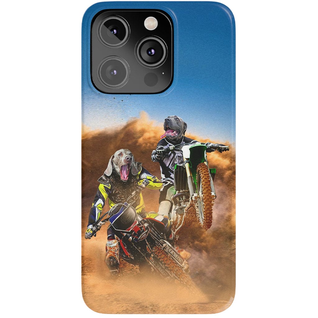 Funda personalizada para teléfono con 2 mascotas &#39;The Motocross Riders&#39;