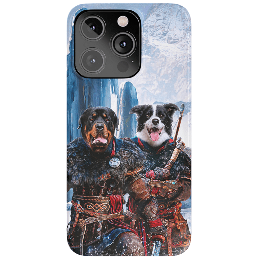 Funda personalizada para teléfono con 2 mascotas &#39;The Viking Warriors&#39;