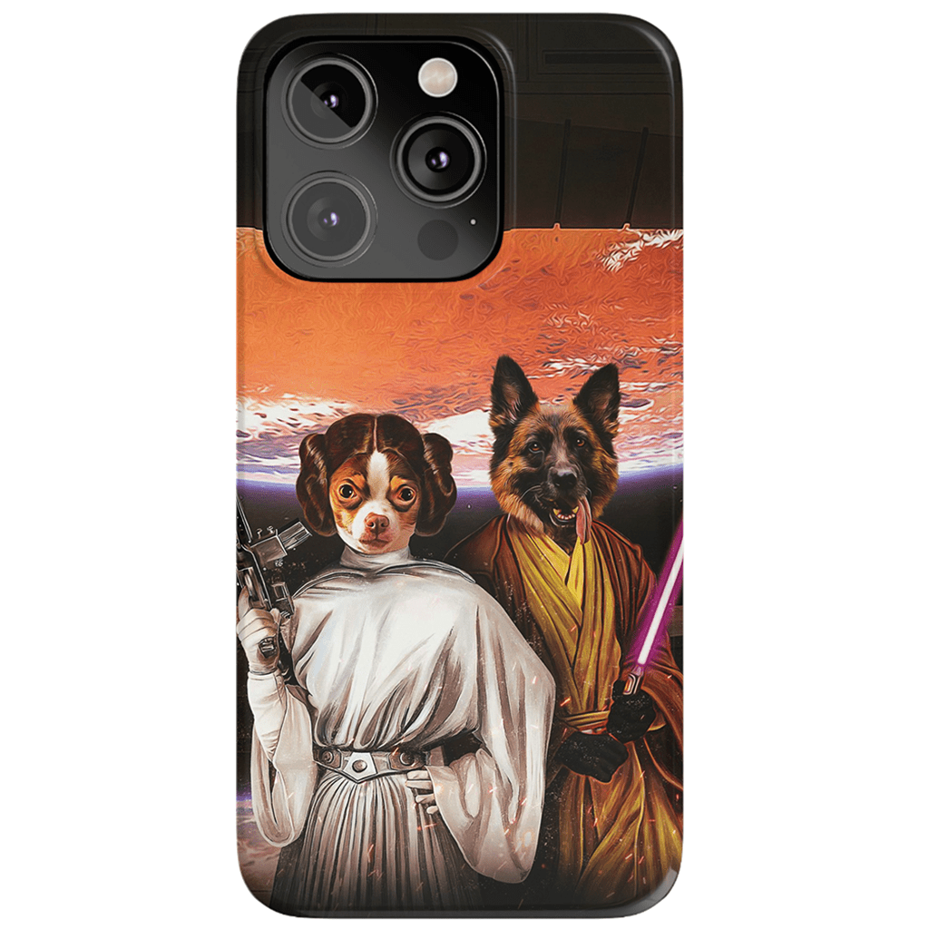 Funda personalizada para teléfono con 2 mascotas &#39;Princess Leidown &amp;amp; Jedi-Doggo&#39;