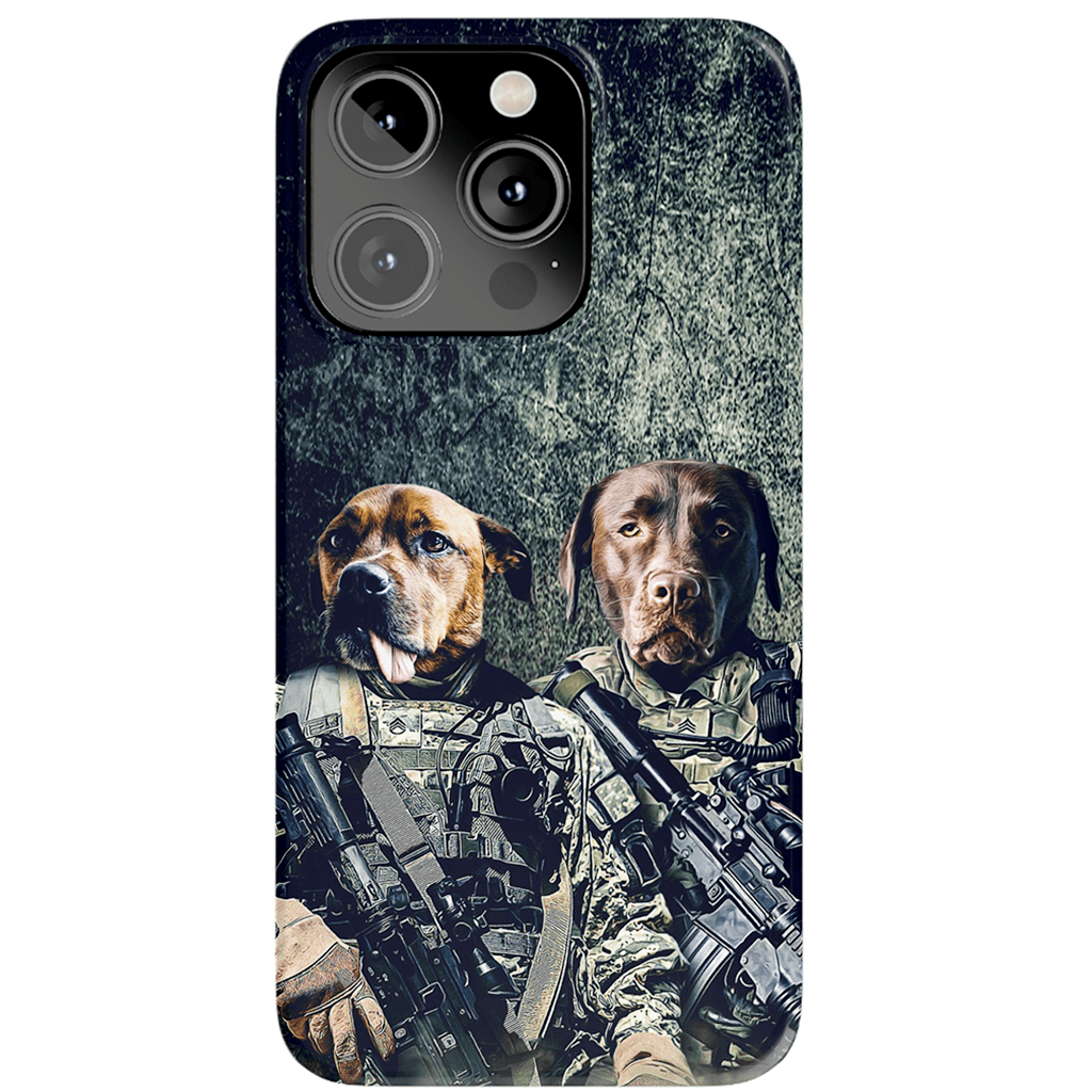 Funda personalizada para teléfono con 2 mascotas &#39;The Army Veterans&#39;