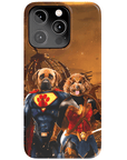 Funda personalizada para teléfono con 2 mascotas 'Superdog &amp; Wonder Doggette'