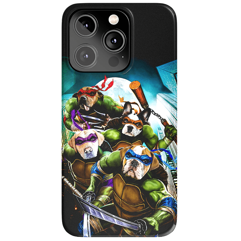 Funda personalizada para teléfono con 4 mascotas &#39;Teenage Mutant Ninja Doggos&#39;