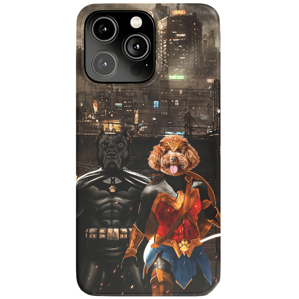 Funda personalizada para teléfono con 2 mascotas &#39;Superdog &amp;amp; Wonder Doggette&#39;