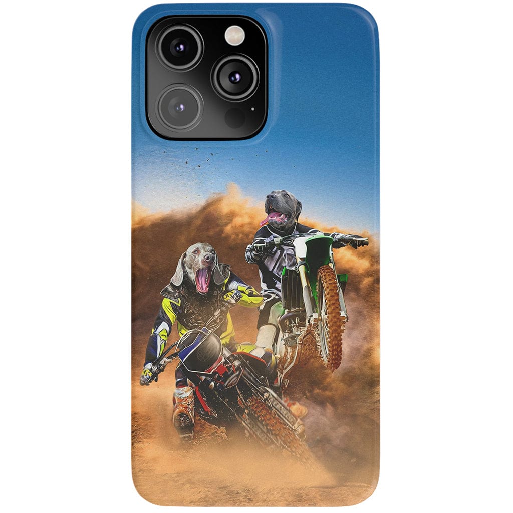 Funda personalizada para teléfono con 2 mascotas &#39;The Motocross Riders&#39;