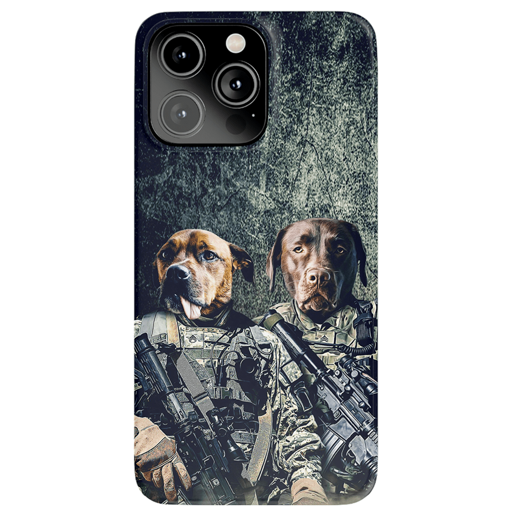 Funda personalizada para teléfono con 2 mascotas &#39;The Army Veterans&#39;