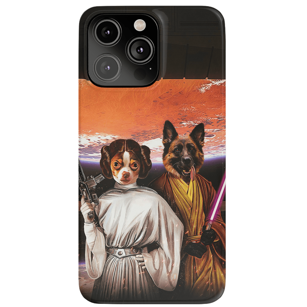 Funda personalizada para teléfono con 2 mascotas &#39;Princess Leidown &amp;amp; Jedi-Doggo&#39;