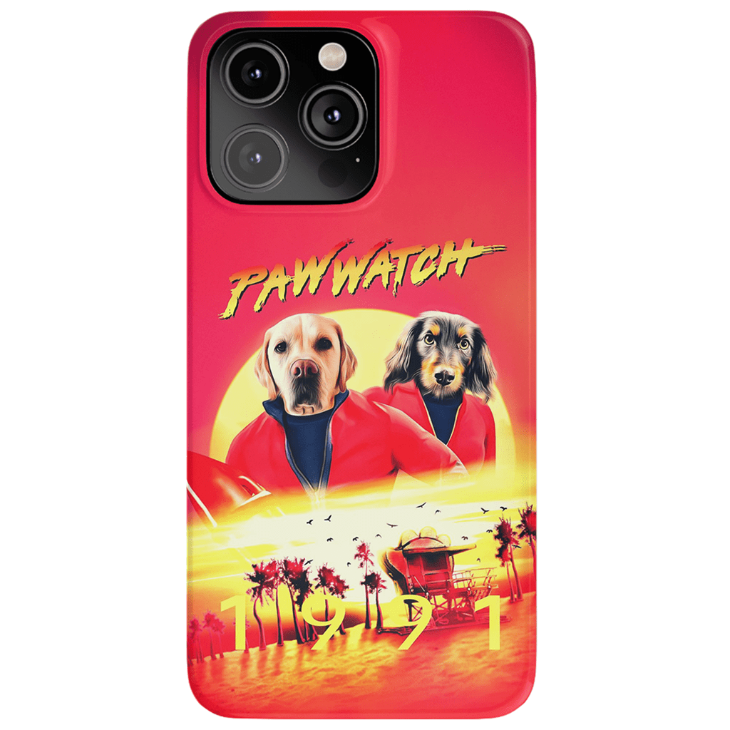 Funda personalizada para teléfono con 2 mascotas &#39;Paw Watch 1991&#39;