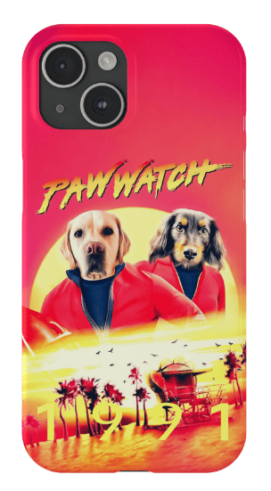 Funda personalizada para teléfono con 2 mascotas &#39;Paw Watch 1991&#39;