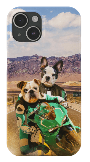 Funda personalizada para teléfono con 2 mascotas &#39;Kawadawgi Riders&#39;