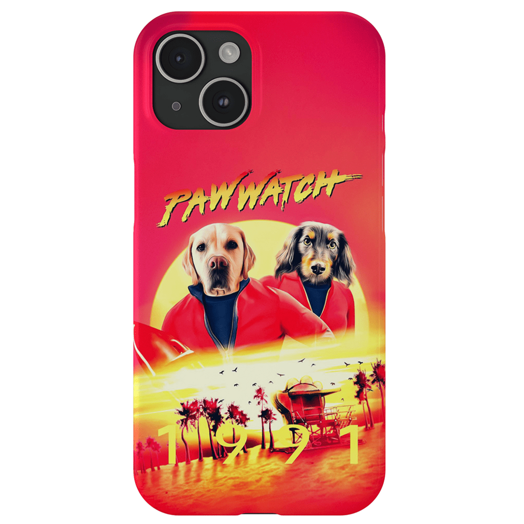 Funda personalizada para teléfono con 2 mascotas &#39;Paw Watch 1991&#39;