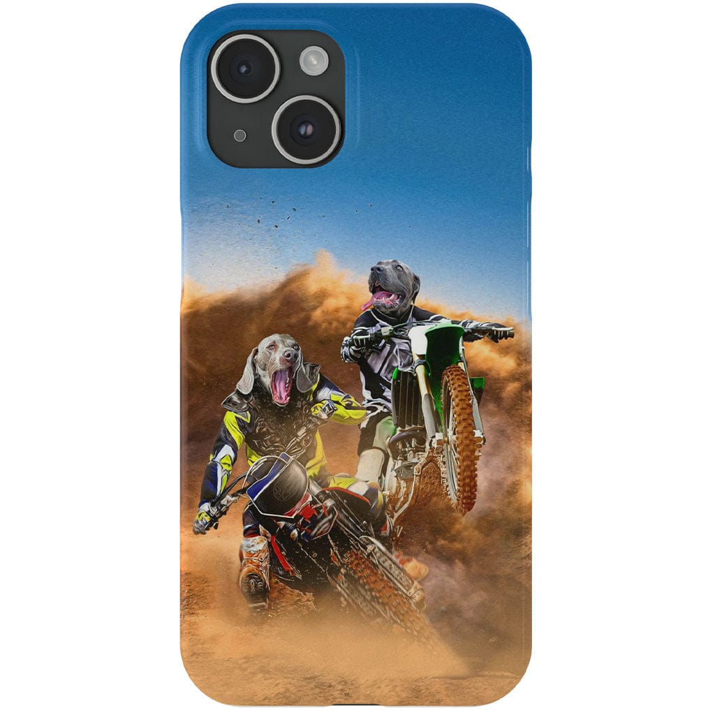 Funda personalizada para teléfono con 2 mascotas &#39;The Motocross Riders&#39;