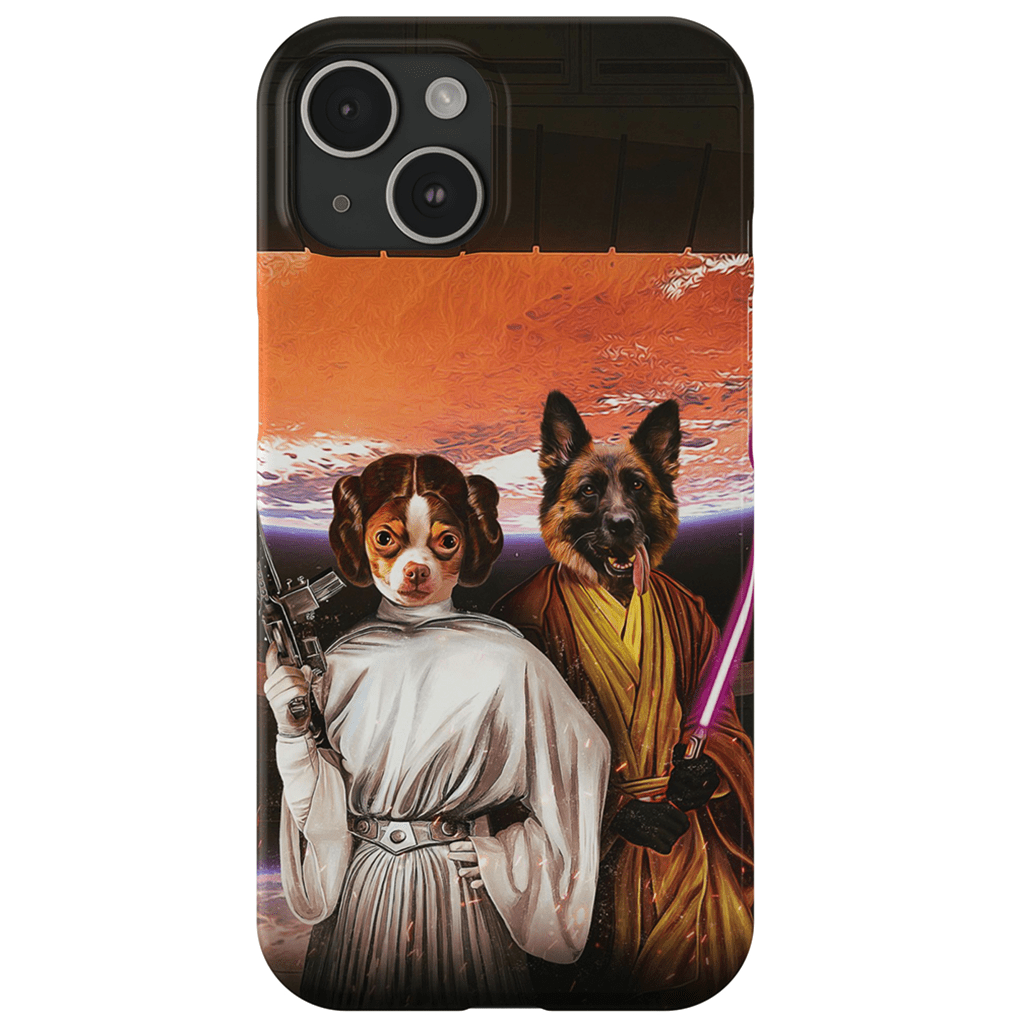 Funda personalizada para teléfono con 2 mascotas &#39;Princess Leidown &amp;amp; Jedi-Doggo&#39;