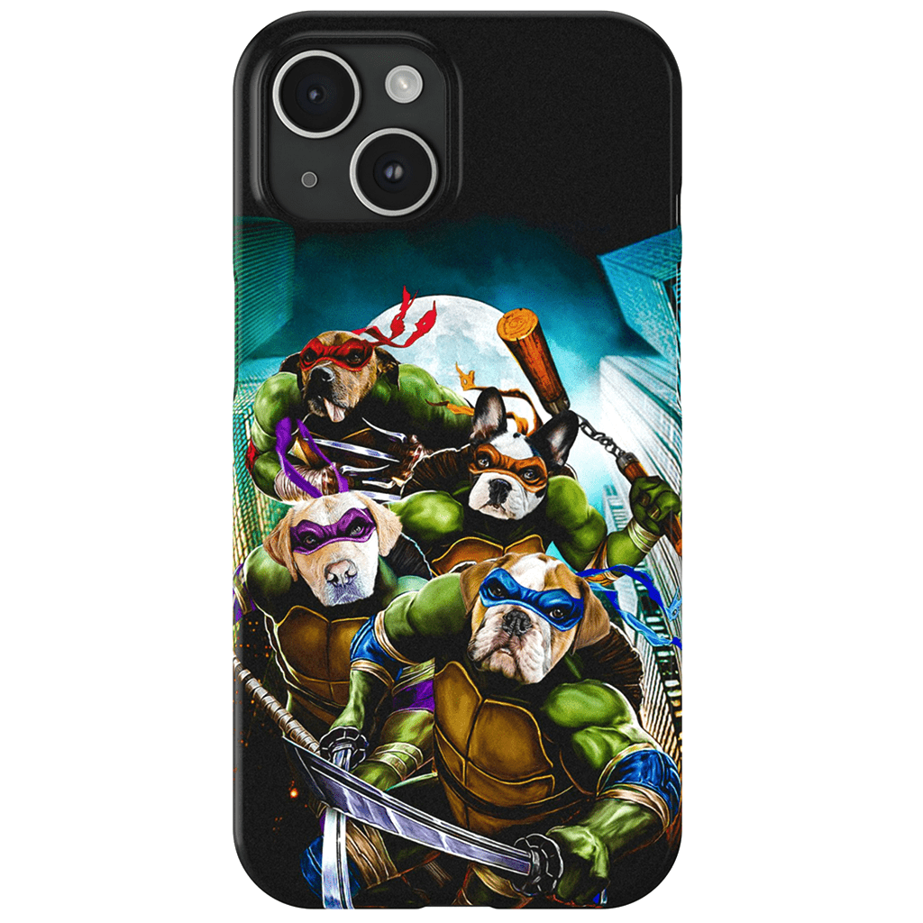 Funda personalizada para teléfono con 4 mascotas &#39;Teenage Mutant Ninja Doggos&#39;