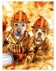 Mini retrato personalizado para dos mascotas de 'Los bomberos'