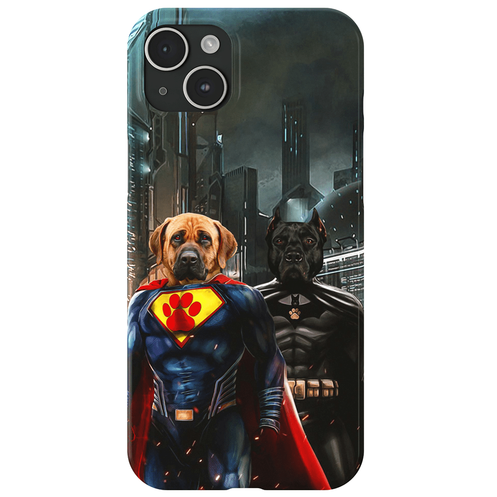 Funda personalizada para teléfono con 2 mascotas &#39;Superdog &amp;amp; Batdog&#39;