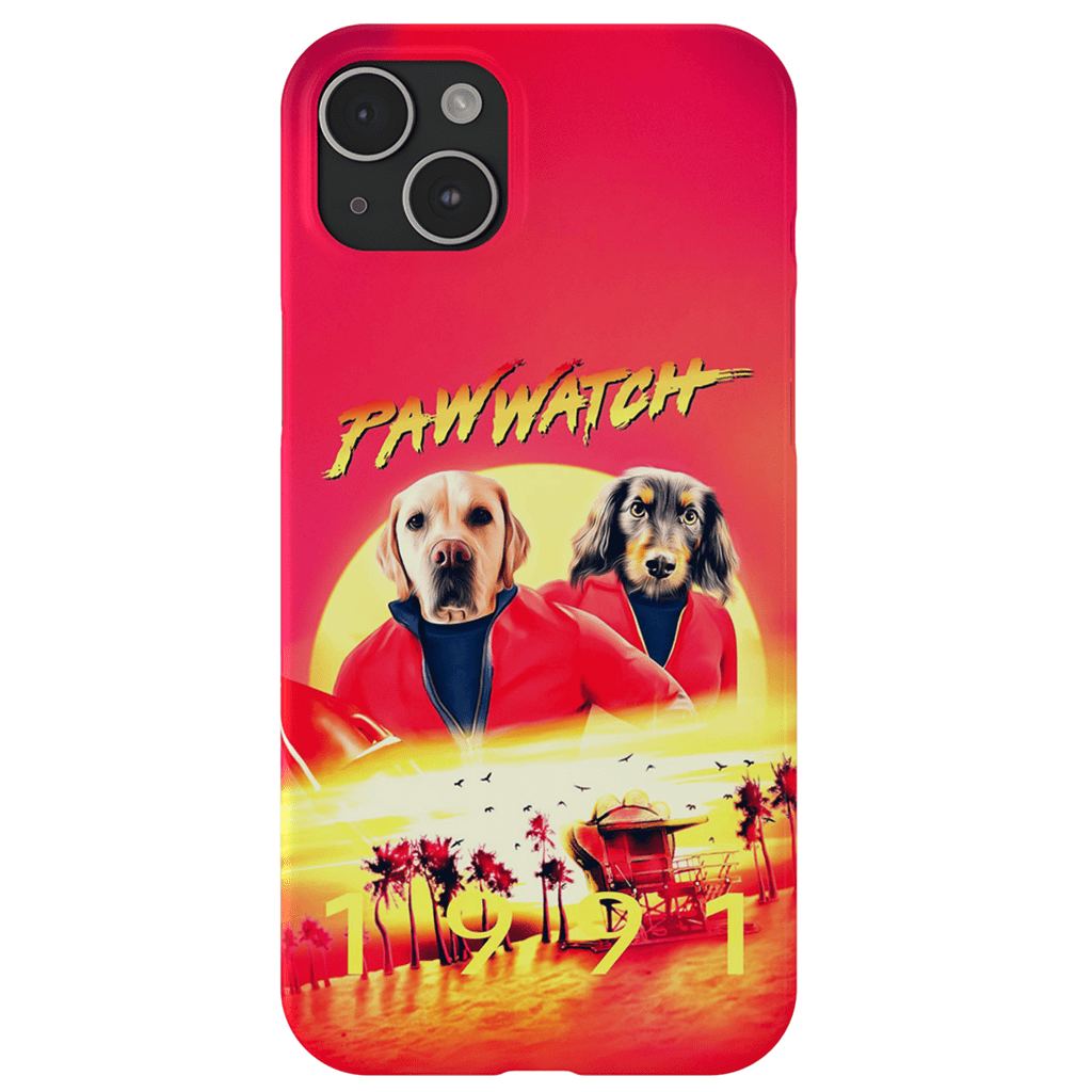 Funda personalizada para teléfono con 2 mascotas &#39;Paw Watch 1991&#39;