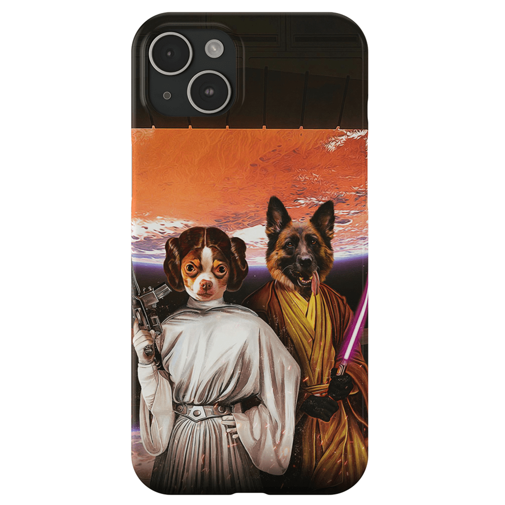 Funda personalizada para teléfono con 2 mascotas &#39;Princess Leidown &amp;amp; Jedi-Doggo&#39;