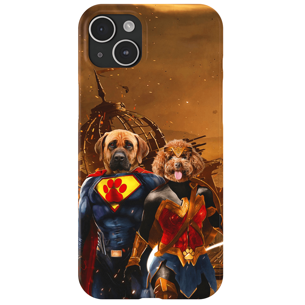 Funda personalizada para teléfono con 2 mascotas &#39;Superdog &amp;amp; Wonder Doggette&#39;