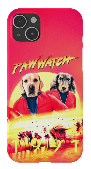 Funda personalizada para teléfono con 2 mascotas &#39;Paw Watch 1991&#39;