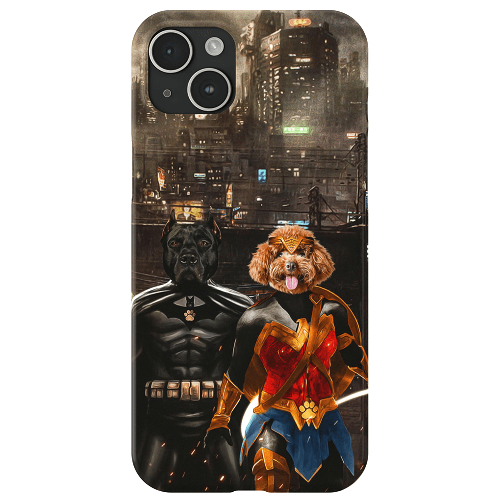 Funda personalizada para teléfono con 2 mascotas &#39;Superdog &amp;amp; Wonder Doggette&#39;