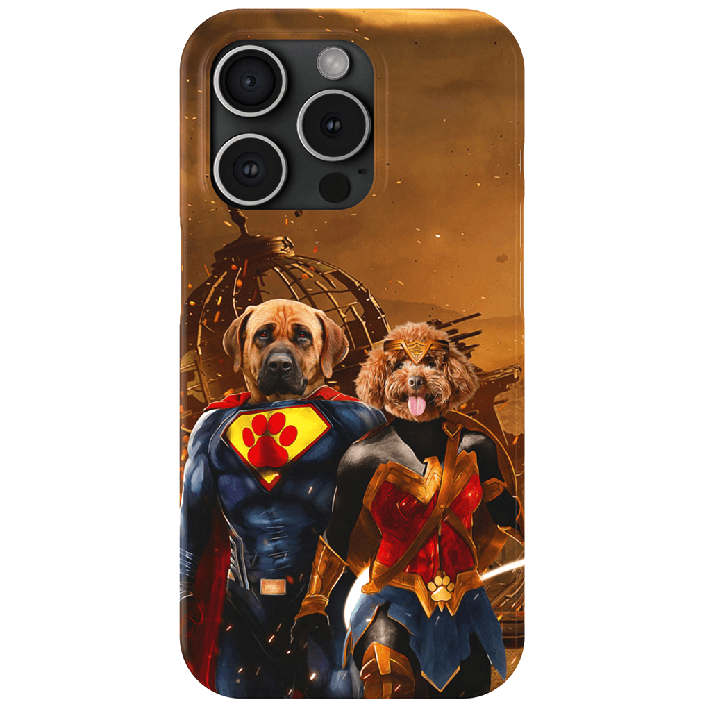 Funda personalizada para teléfono con 2 mascotas &#39;Superdog &amp;amp; Wonder Doggette&#39;