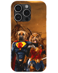 Funda personalizada para teléfono con 2 mascotas 'Superdog &amp; Wonder Doggette'