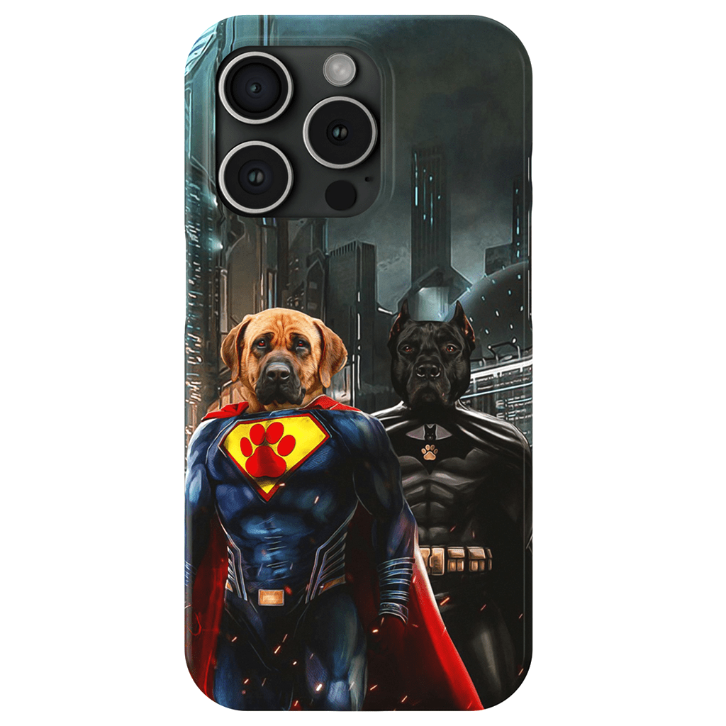 Funda personalizada para teléfono con 2 mascotas &#39;Superdog &amp;amp; Batdog&#39;