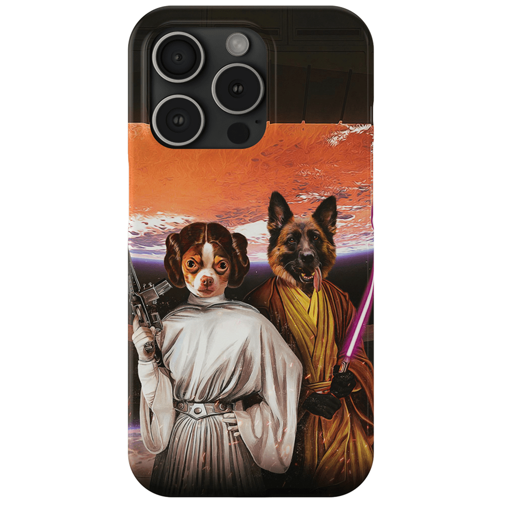 Funda personalizada para teléfono con 2 mascotas &#39;Princess Leidown &amp;amp; Jedi-Doggo&#39;