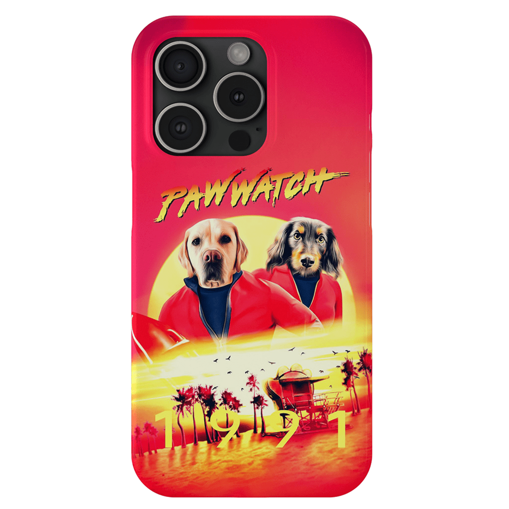 Funda personalizada para teléfono con 2 mascotas &#39;Paw Watch 1991&#39;