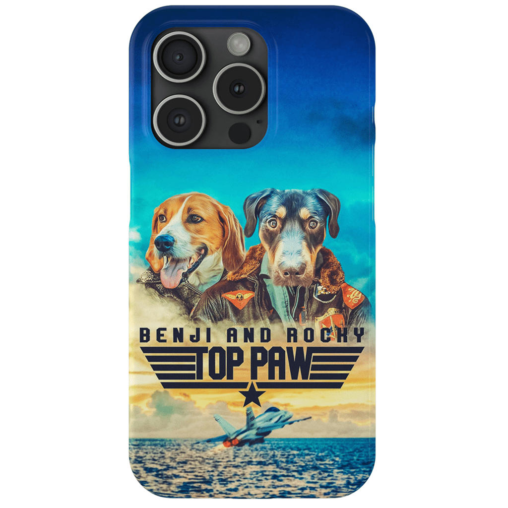 Funda personalizada para teléfono con 2 mascotas &#39;Top Paw&#39;