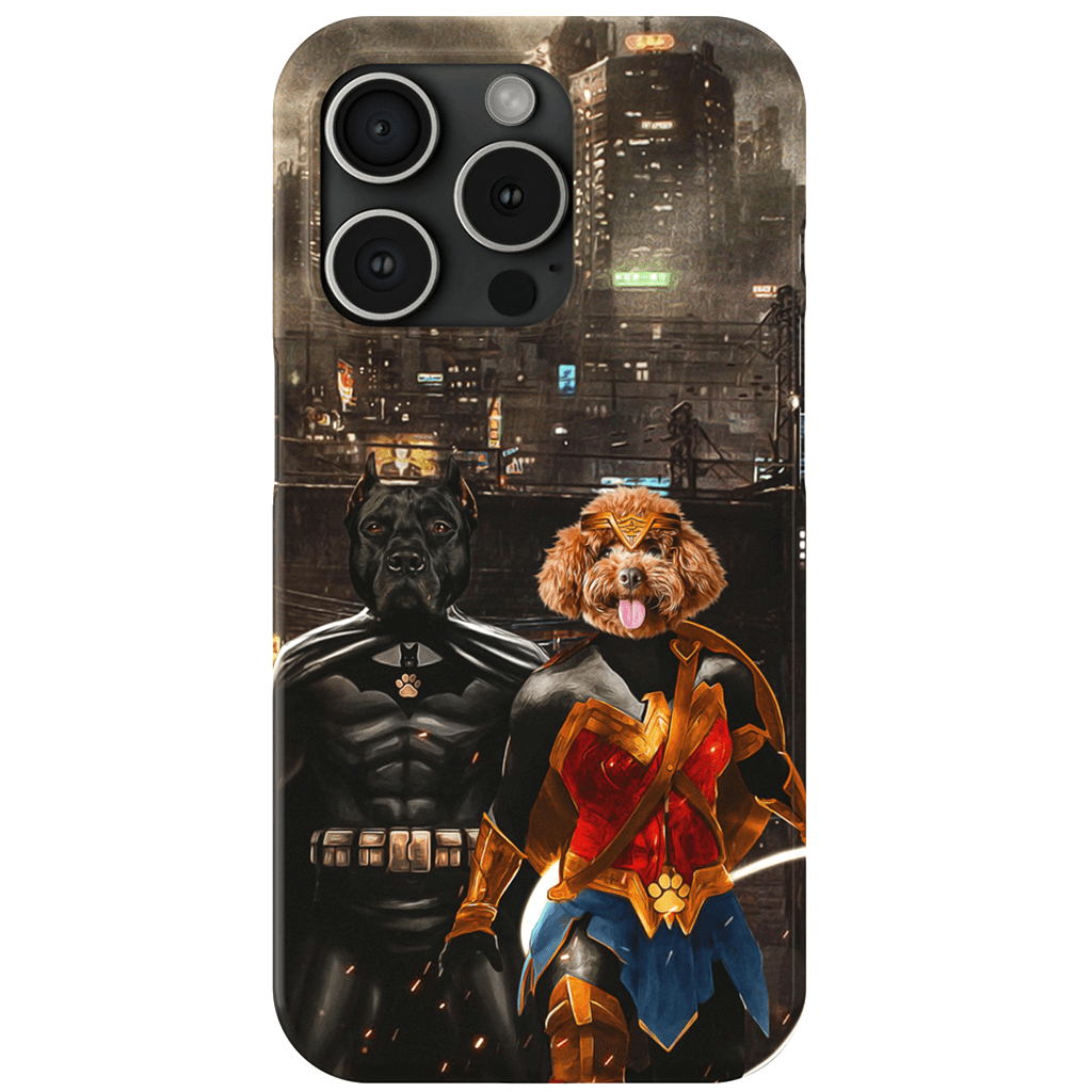 Funda personalizada para teléfono con 2 mascotas &#39;Superdog &amp;amp; Wonder Doggette&#39;