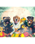 Lienzo personalizado con 3 mascotas de pie "Green Bay Doggos"