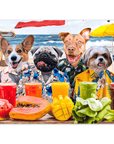 Mini retrato personalizado de 4 mascotas 'The Beach Dogs'