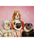 Mini retrato personalizado de 4 mascotas 'The Royal Ladies'