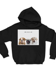 Sudadera con capucha moderna personalizada para 3 mascotas