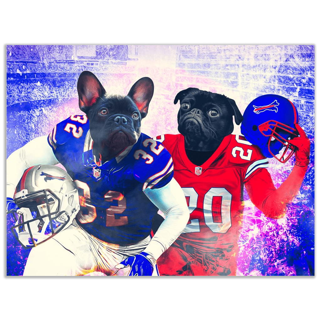 Mini retrato personalizado de dos mascotas &#39;Buffalo Doggos&#39;