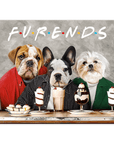 Mini retrato personalizado de 3 mascotas 'Furends'