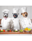 Mini retrato personalizado de 3 mascotas de 'Los chefs'