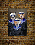 Mini retrato personalizado de 3 mascotas de 'Los marineros'