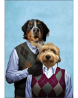 Step Doggo &amp; Doggette: retrato en miniatura personalizado para 2 mascotas