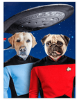 'Doggo-Trek' Mini retrato personalizado para 2 mascotas