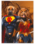 Mini retrato personalizado de dos mascotas 'Superdog &amp; Wonder Doggette'