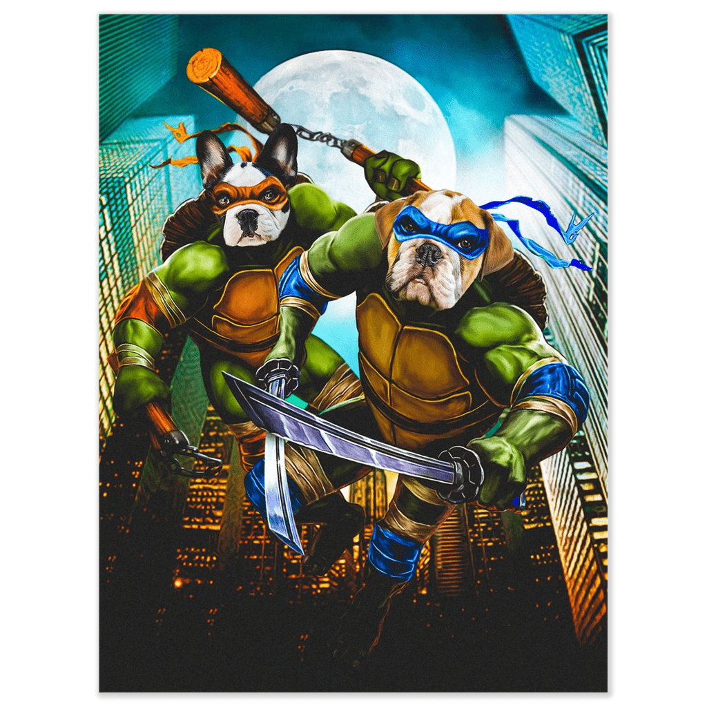 Mini retrato personalizado para dos mascotas de &#39;Teenage Mutant Ninja Doggos&#39;