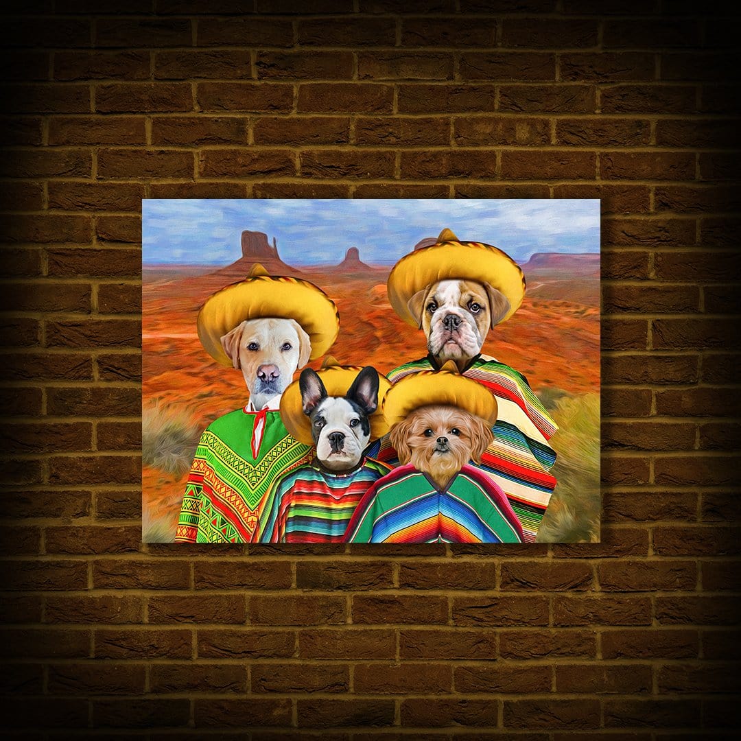 Mini retrato personalizado de 4 mascotas &#39;4 amigos&#39;