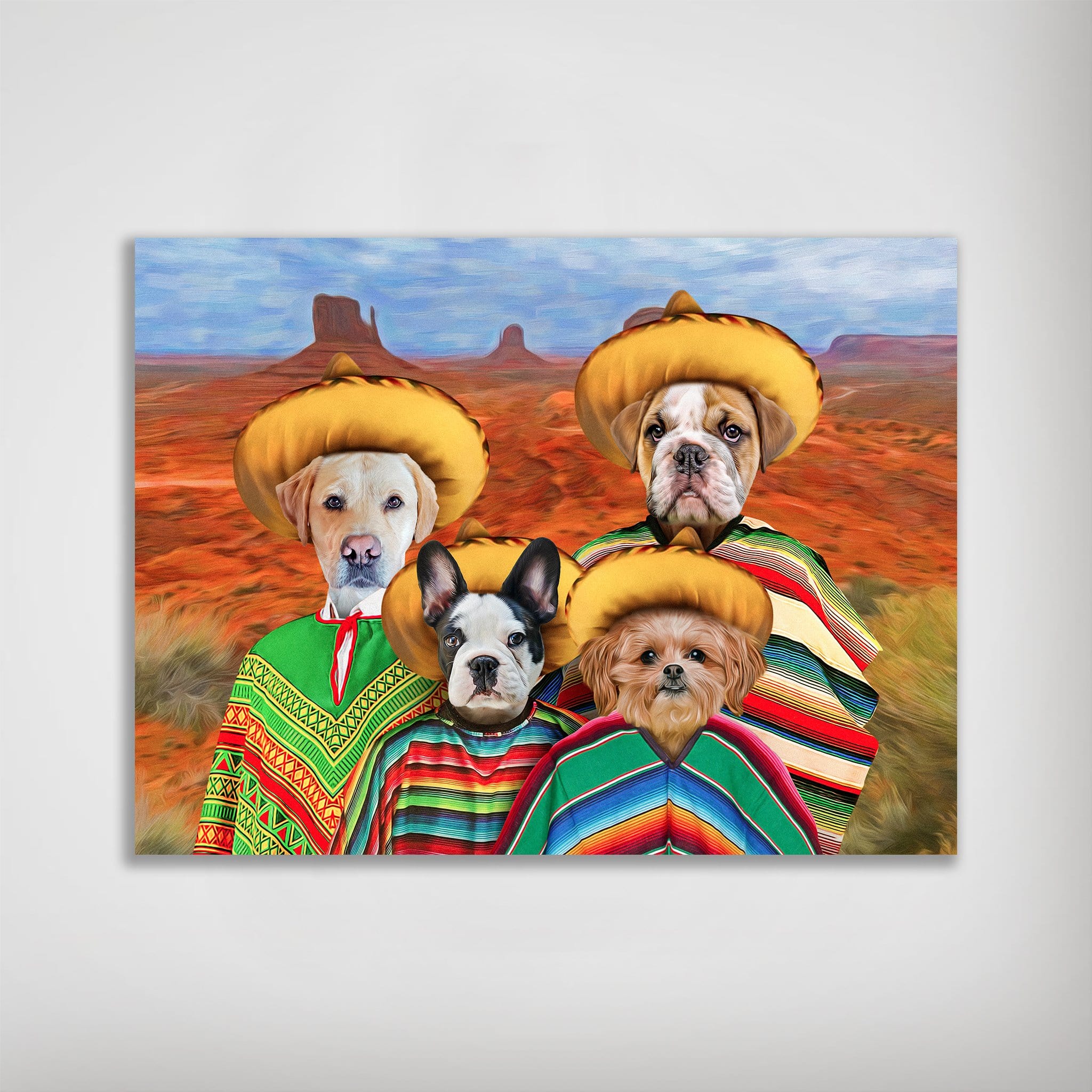 Mini retrato personalizado de 4 mascotas &#39;4 amigos&#39;