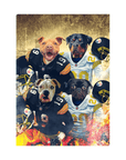 Lienzo personalizado de pie para 4 mascotas 'Pittsburgh Doggos'