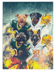 Manta personalizada para 4 mascotas "Green Bay Doggos"