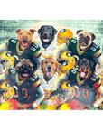 Lienzo personalizado para 6 mascotas de pie 'Green Bay Doggos'