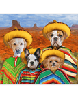 Mini retrato personalizado de 4 mascotas '4 amigos'